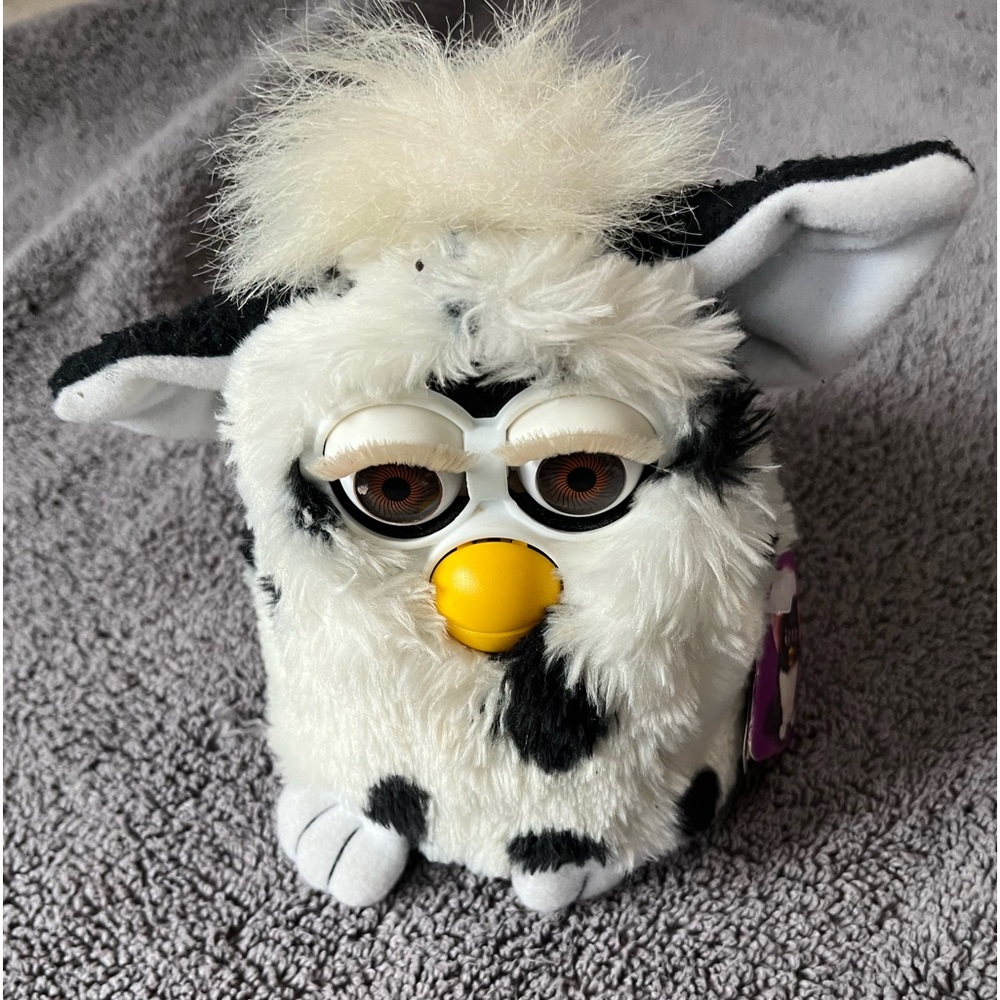 Vintage Furby Tiger Electronics 1998 Black & White Spotted Tested Working Clean